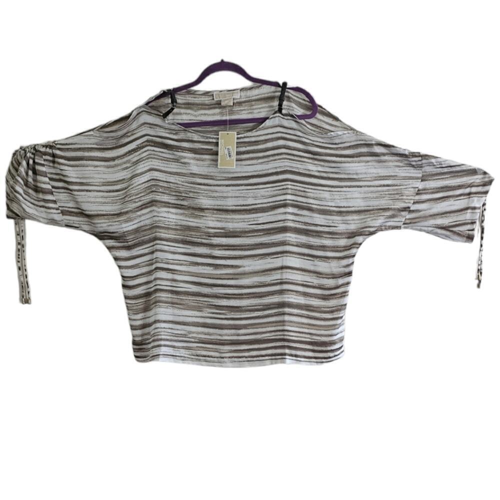 New Michael Kors Dormant Sleeve Top with Leather Trim Size 2X